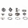 Vintage Elephant Leaf Ring Set Combination 12-piece Joint Ring Ring
