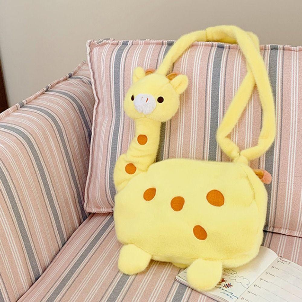 Soft Plush Giraffe Shape Plush Bag Large Capacity Plush Doll Shoulder Bag  Phone