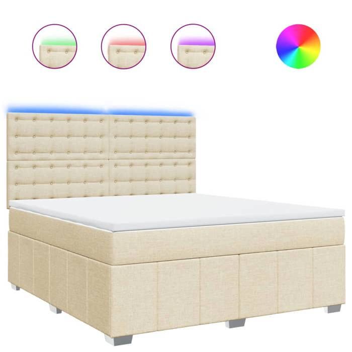 VidaXL Sommier à lattes de lit avec matelas Crème 180x200 cm Tissu, lit, lit à plate-forme, lit à panneaux, meuble de 3294066