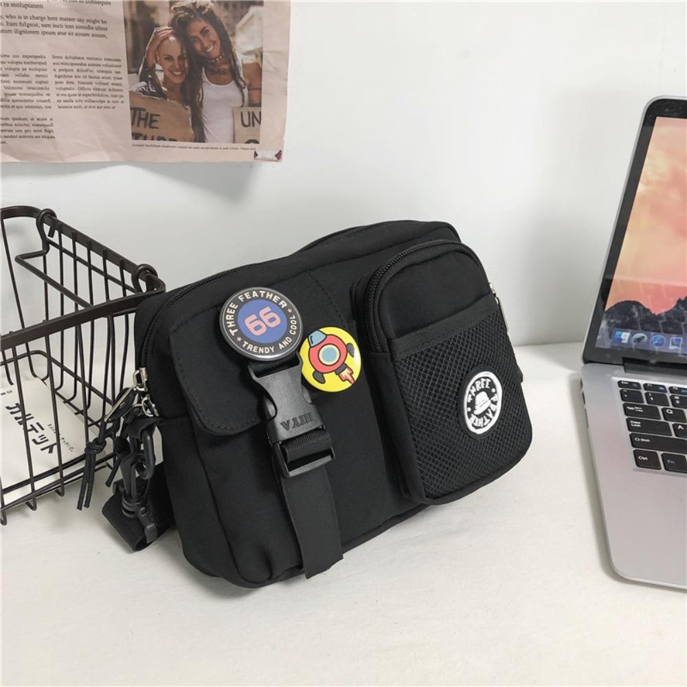 

Quick-dry Canvas Shoulder Bag Portable Mobile Phone Pack New Trend Men Crossbody Bag Travel чорний