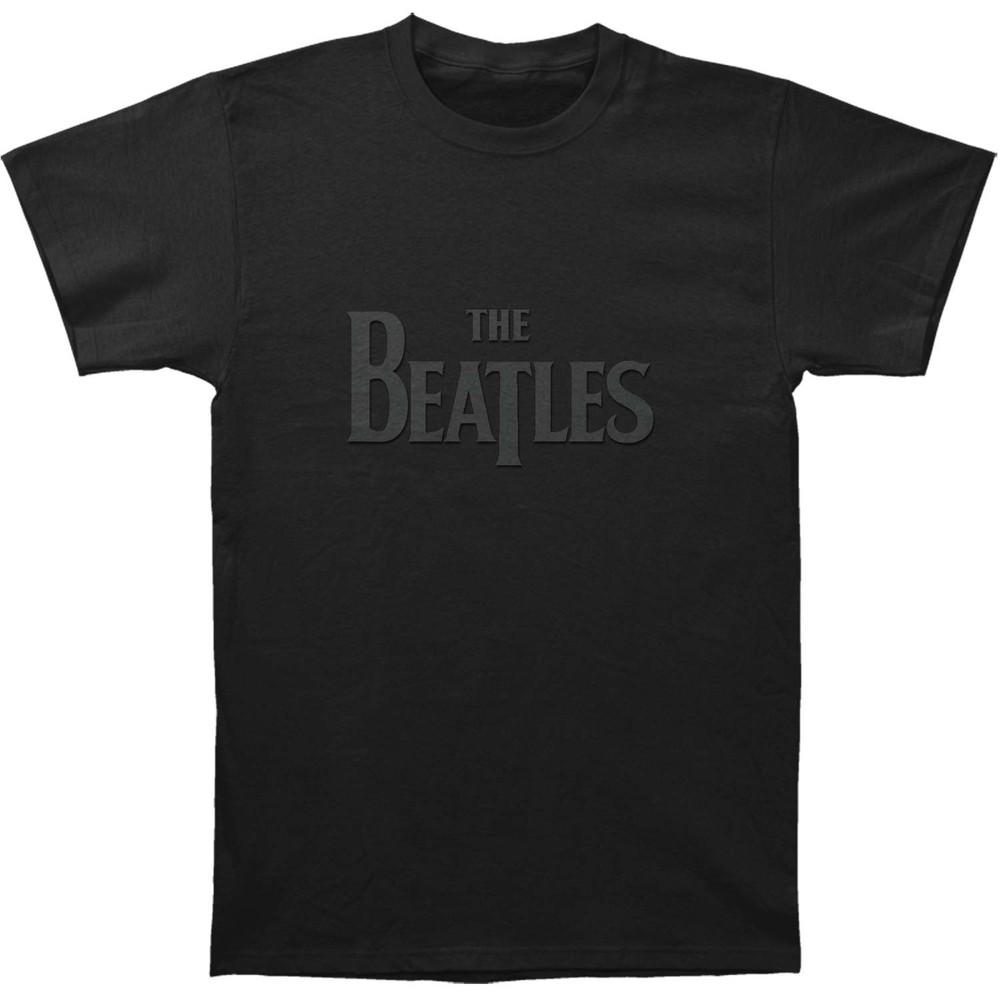 Beatles Drop T Logo With Hi-Build Application Slim Fit T-shirt Large Black Unisex T-Shirt S