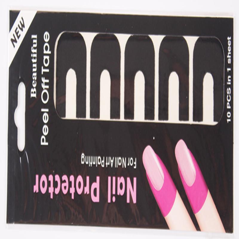 10Pcs U-Shape Spill-Proof Anti-Overflow Nail Polish Paint Varnish Peel Off Tape Finger Cover Nail Protector Stickers чёрный