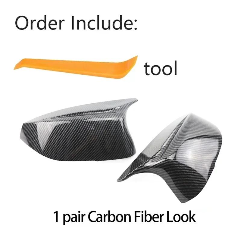 Black Carbon Fiber Pattern Mirror Cover for Infiniti Q50 Q60 QX30 Q70 2014-2025 Pair of Exterior Side View Mirror Covers