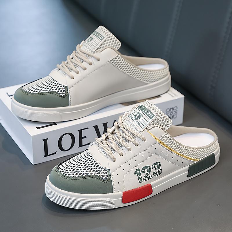 Большой размер 47 роскошные мужские полутапочки сандалии удобные дышащие повседневные туфли мужские модные кроссовки для отдыха мужские тапочки сланцы обувь мужская 39 зелёный