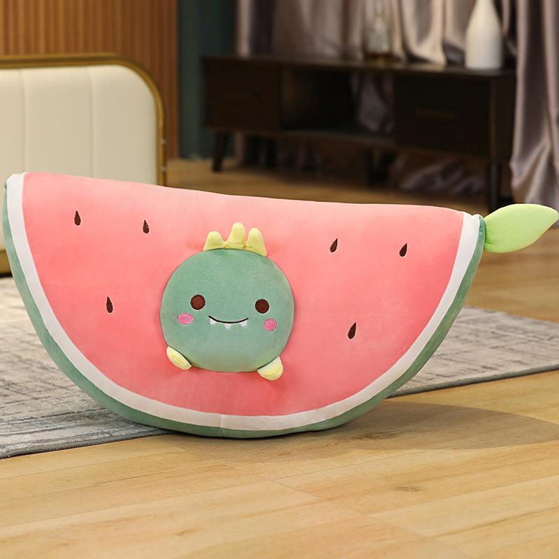 60/80cm Cartoon Dieren Watermeloen Plak Pluche Kussen Gevuld Fruit Rugsteun Kussen Sofa Stoel Decor Cadeau 60cm