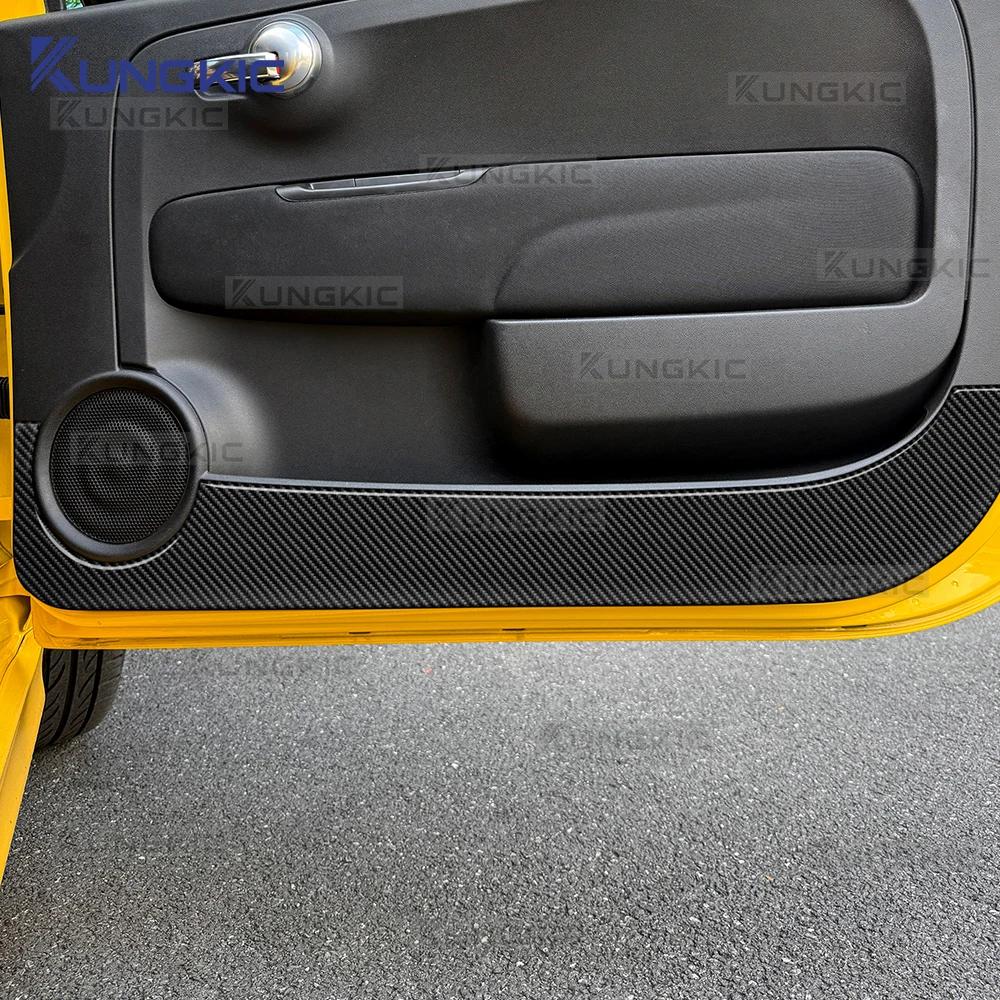 Carbon Fiber Style Interior Door Anti-Kick Sticker for Fiat 500 500C 2008-2024 Abarth 595 695 2012-2024 500E 2013-2019