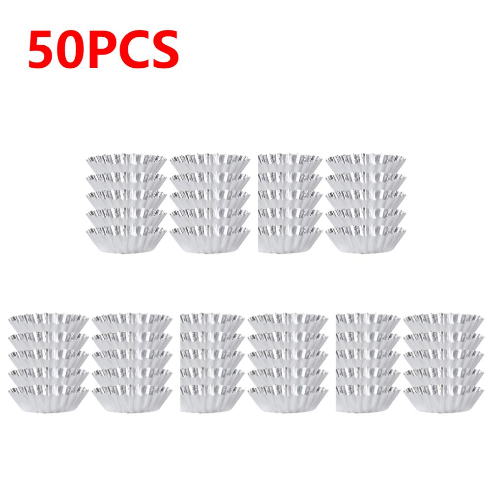 10-50PCS Reusable Aluminum Alloy Egg Tart Mold Cookie Cupcake Baking Mold Muffin Baking Cup Egg Tart Pan Mold Eco-Friendly