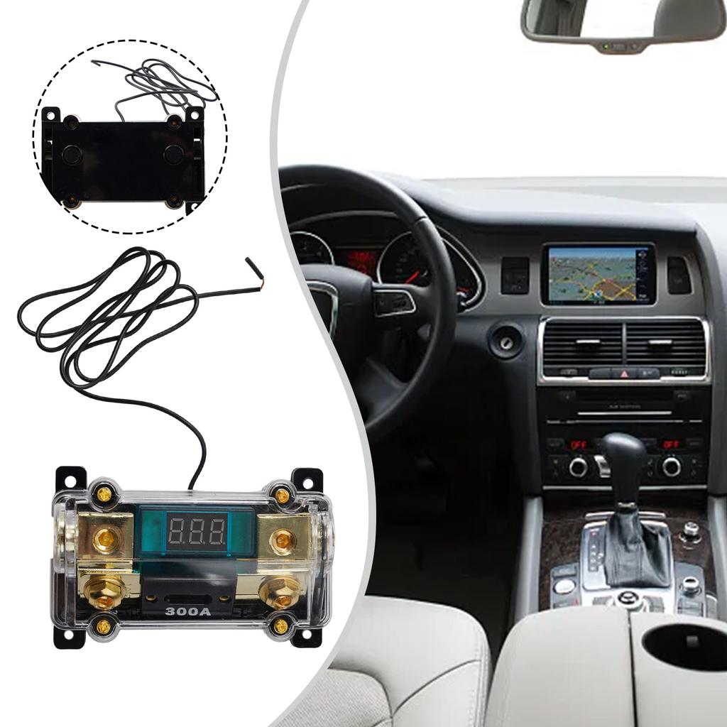 1pc Car Black Fuse Holder Car Audio LED Digital Display Inline ANL Fuse Holder 300 Amp 0 2 4 Gauge 10.8x7.1x4cm M3x0.5