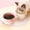Cute Large Capacity Ceramic Cat Bowl Macaron Colors Non-Slip Base Elevated Pet Bowl with Bow Pet Feeding Bowl for Puppy Cats