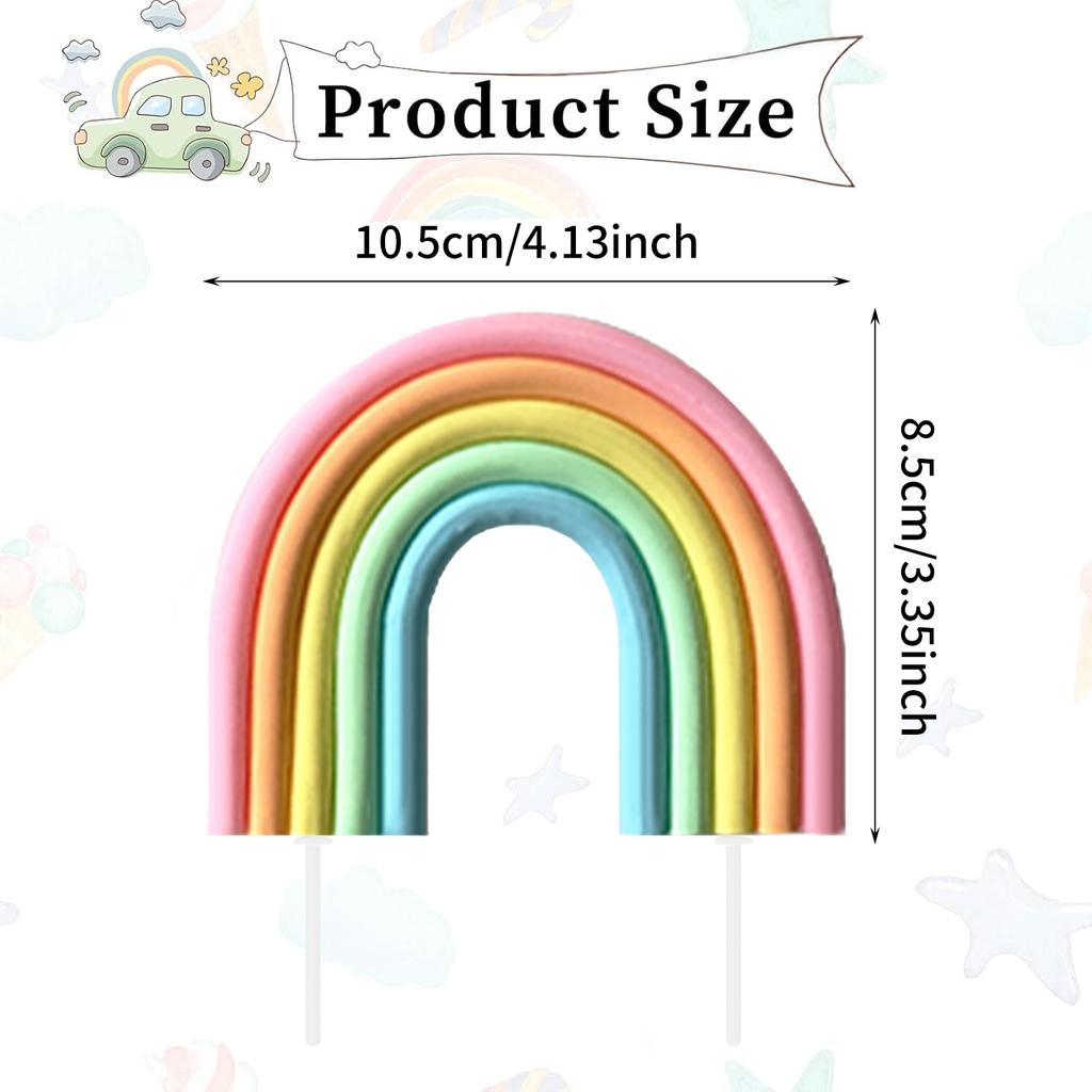 Decorațiuni Tort Curcubeu - Topper Colorat Curcubeu pentru Cupcakes, Topper Personalizat pentru Petreceri de La Mulți Ani