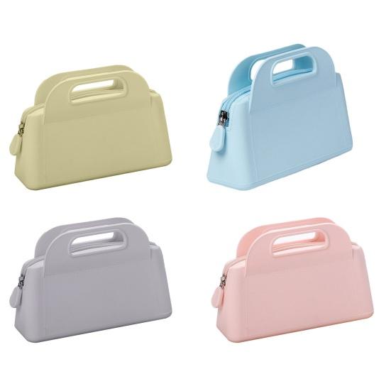 Kompakte Make-up-Tasche aus Silikon, wasserdichter Kosmetik-Organizer mit mehreren Fächern, Reise-Aufbewahrungsetui für Hautpflege und Toilettenartikel