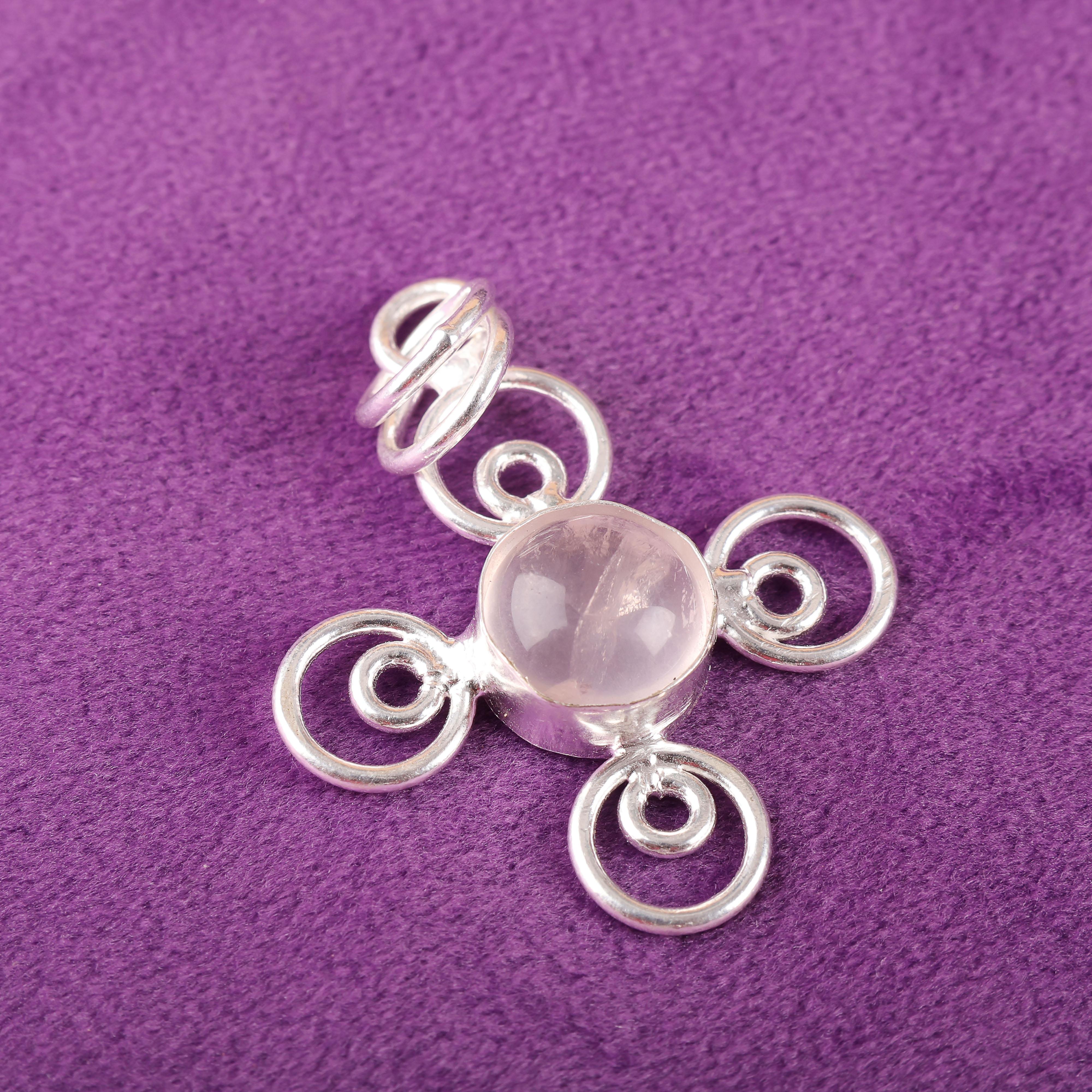 

Очаровательные украшения из розового кварца, кулон из стерлингового серебра 925 пробы, кулон с балансирующим драгоценным камнем ручной работы ко Дню памяти 1.527 inches розовый