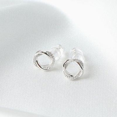 Silber 925 Gedrehte Moderne Platin Cubic Ohrringe (We6Bb5E)