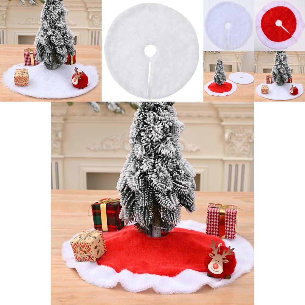Elegant Red And White Trim Christmas Tree Skirt Soft Fabric Modern Holiday Decor