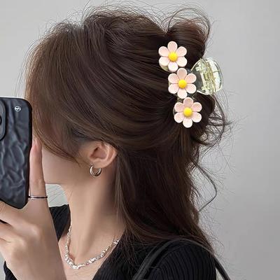 New Korean Hair Clip Crab Small Flower Acrylic Hair Claws Clip Women Girls Sweet Hairpins Beach Hawaiian Hair Accessories