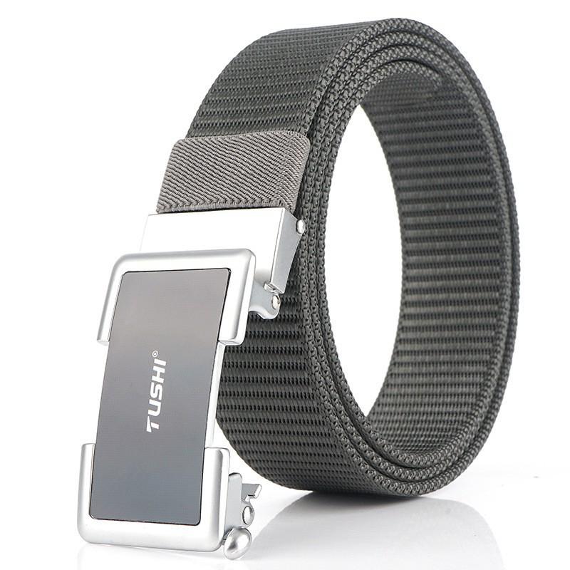 Canvas Jeans Men Belt Student Youth Korean Style Pants Casual Automatic Buckle Nylon