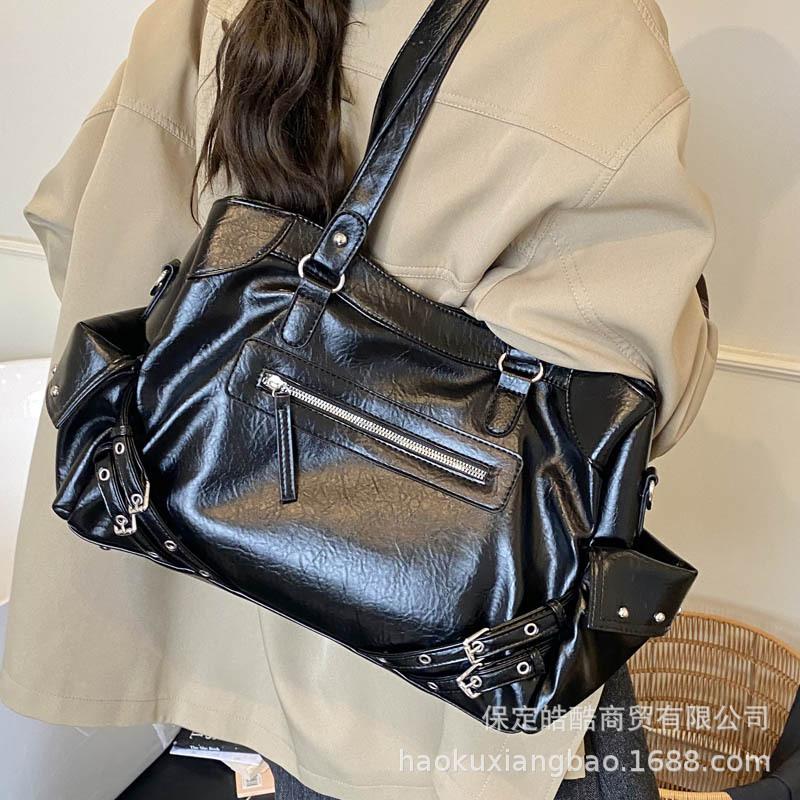 Retro Bag Women's Large Capacity 2025 New Autumn and Winter Versatile Shoulder Messenger Bag Texture Student Class Tote Bag