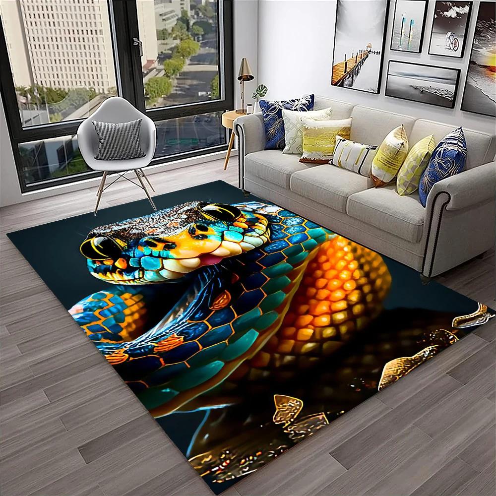 3D Gothic Snake Serpent Python Viper Carpet Rug for Home Living Room Bedroom Sofa Doormat Decor,kids Area Rug Non-slip Floor Mat