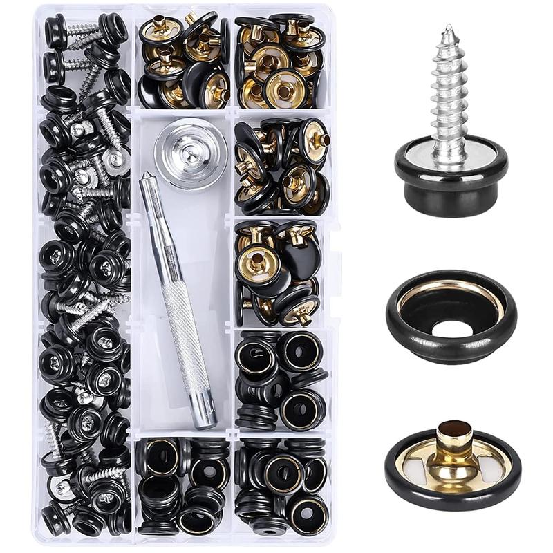 150Pcs/Set Snap Fastener Button Screw Studs Kit for Boat Cover Tent Marine Grade Snap Fastener Stainless Steel Snap Buttons