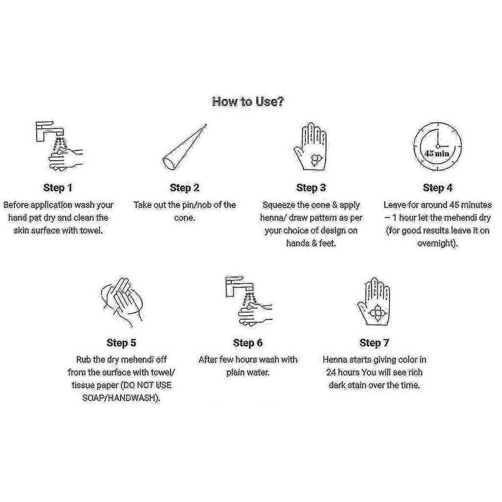 2025 6pcs Fresh Quality Kaveri Dark Brown Natural Henna Mehndi Cones Temperory Tattoos
