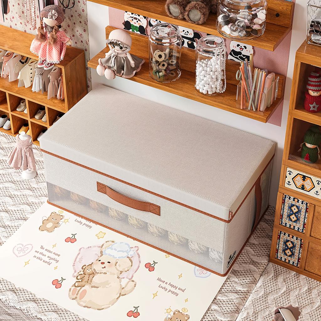 1pc Handmade Divided Compartments Fabric Storage Box Large Capacity Space-Saving Organizer for Yarn Crochet Supplies Desk Craft