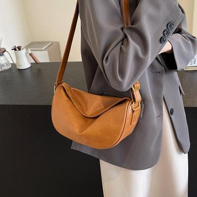 2024 Nové dámske módne kabelky Retro jednofarebná PU kožená taška cez rameno Taška do podpazušia Príležitostné Dámske Kabelky Hobos