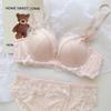French Lace Satin Lingerie Set: Push-Up, Wire-Free, Anti-Sagging Bra for Small Busts