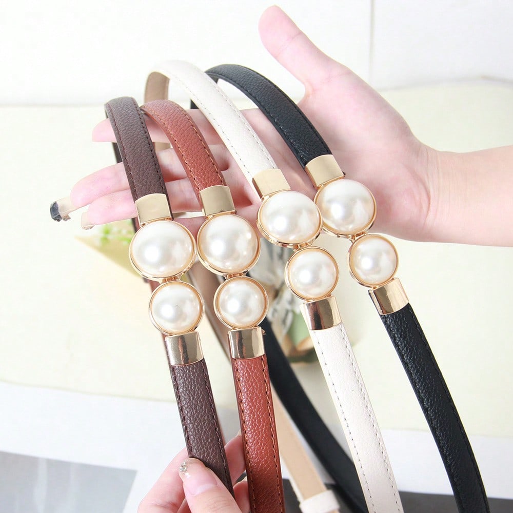 Pearl Belt Women's Versatile Thin Belt Women's Decoration with Skirt Adjustable Thin Waist Simple and Versatile