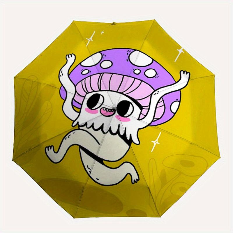 

1pc Mushroom Spirit Automatic Opening/closing umbrella, Reinforced 8-Rib Construction, Compact Travel Umbrella yy250808204