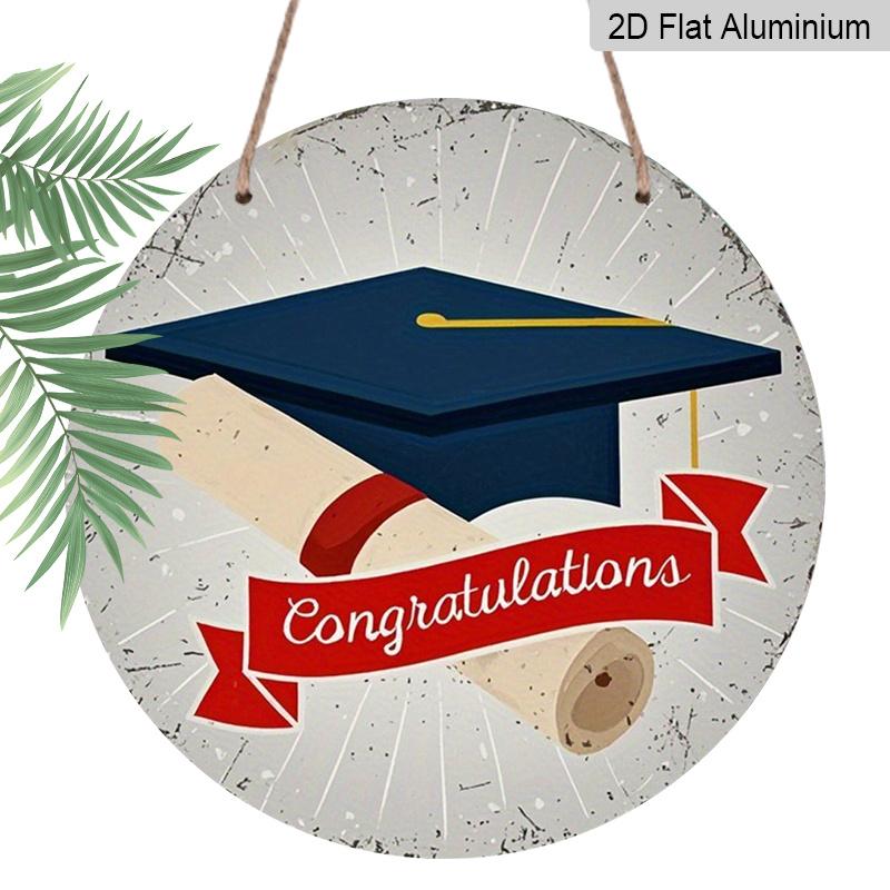 2D Flat 1pc, 8x8 in, Graduation Happy Aluminum Metal Decorative Signs & Plaques, Local Style with Graduation Cap and Graduation Certificate Design