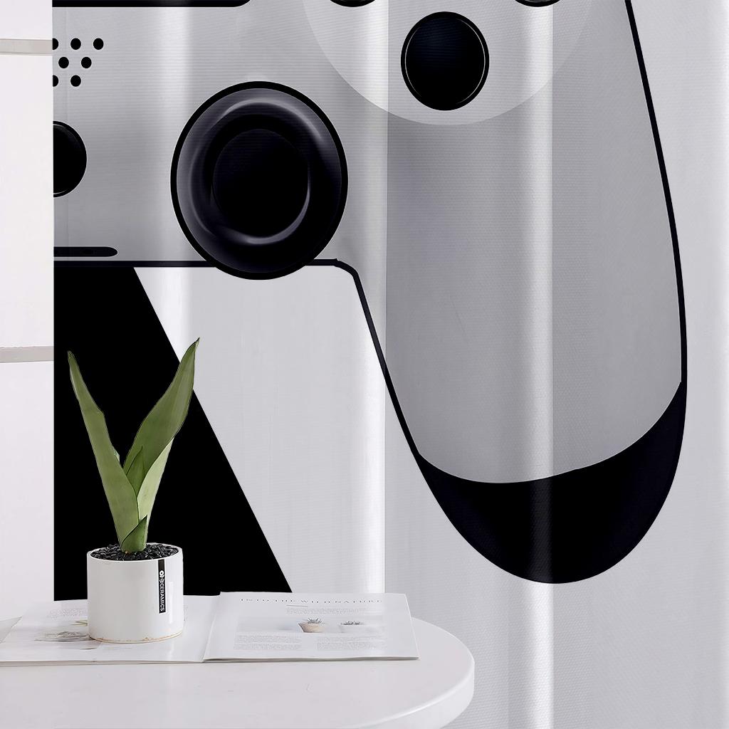 Zasłony z nadrukiem uchwytu do gier, Półzaciemniające zasłony z tunelem na karnisz, Odpowiednie do dekoracji salonu, sypialni, pokoju gier