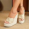 Fashion Eilyken Peep Toe Platform Wedges High Heels Slippers Design Shoes Women Street Style Hemp Slide Summer Zapatos De Mujer