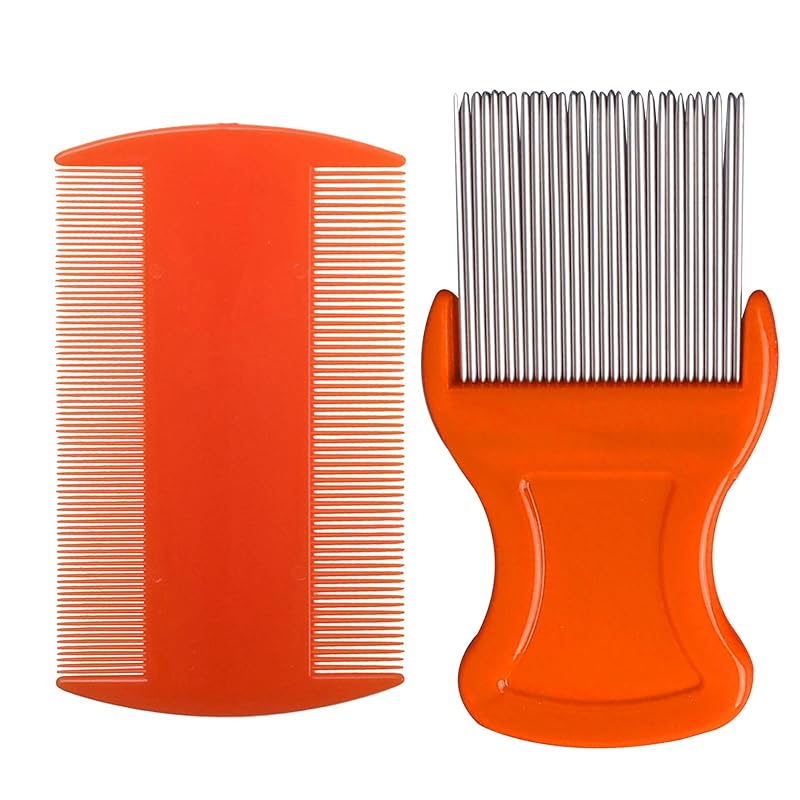 SKYPIA 2 шт. Расческа для волос на голове Двусторонняя расческа для волос Удаление перхоти Расческа с металлическими зубьями (случайный) оранжевый