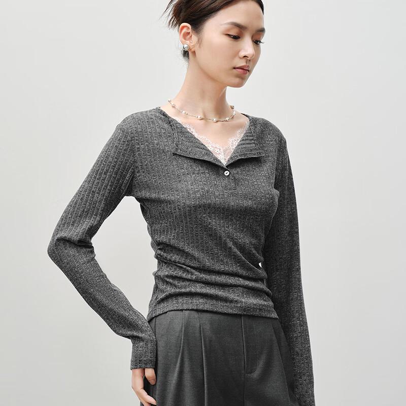 EICHITOO Women's V-Neck Faux Wool Striped Knit Top
