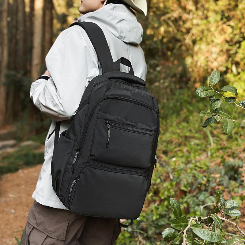 Lightweight nylon student schoolbag casual solid color travel large capacity computer backpack
