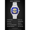 TEVISE Automatic Mechanical Watches for Men Stainless Steel Waterproof Skeleton Watch Square Dial Luminous Fashion Business Wristwatch