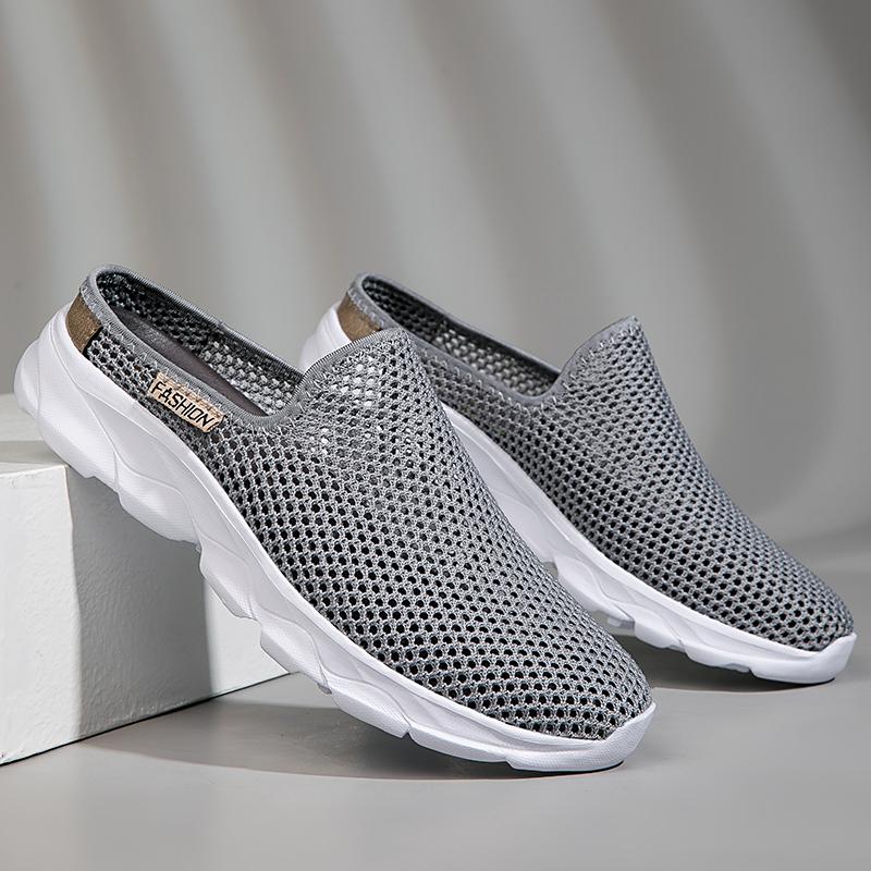 Summer Mens Casual Shoes Hollow Out Loafers Outdoor Mesh Flats Breathable Moccasins Comfy Sneakers Cool Muller Shoes Half Shoes