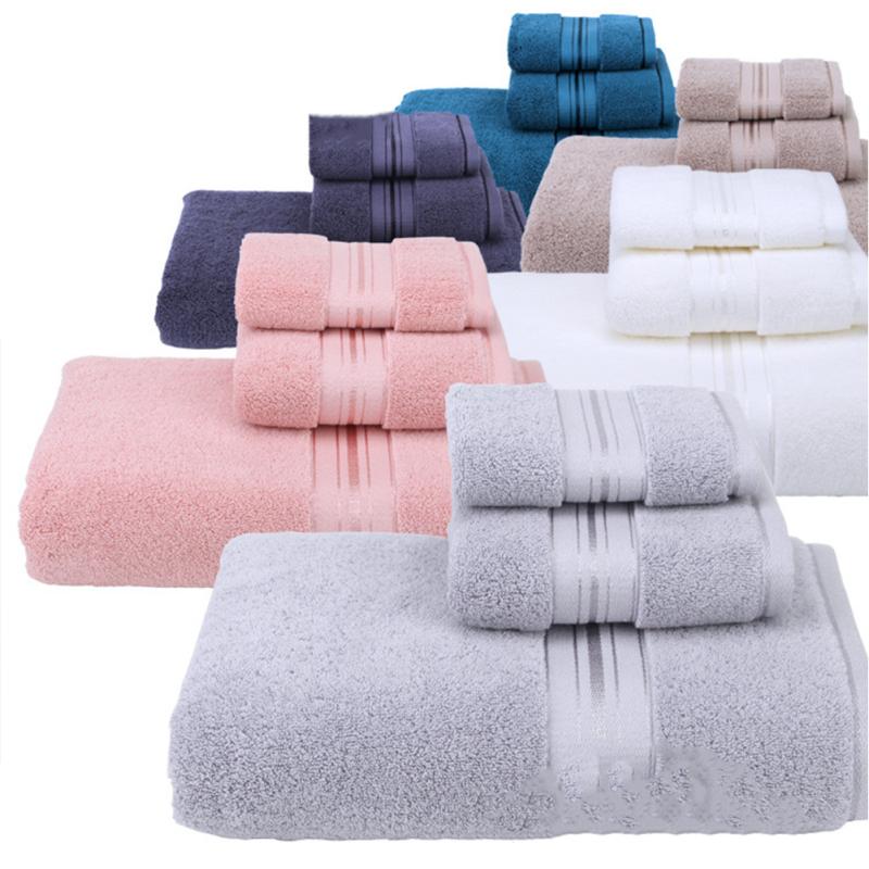 Buy 3pcs/set Super Soft Cotton Bath Towels Solid Color High Absorbent Quick Drying Bathroom