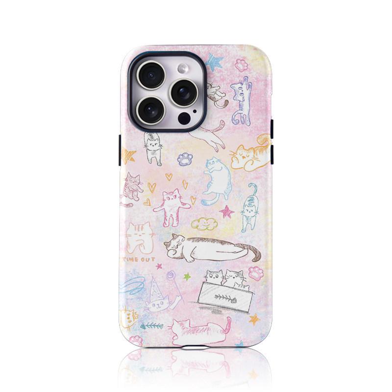 Graffiti Cat Cartoon iPhone 16 Pro/17 Pro Max Lens Full Coverage - New Model iPhone 17 Air