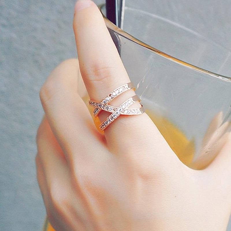 Crystal Blue Goldsilver Crystal Delicate Ring Anillos De De Crystal Blue Goldsilver Crystal Delicate Ring Anillos De De