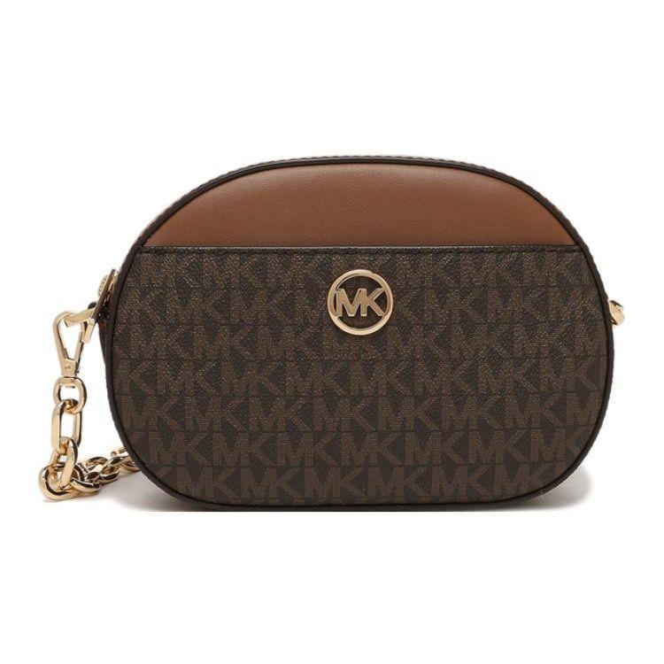 

Michael Kors Mk Jet Set Logo Classic Monogram Zipper Closure Hardware Oval Canvas And Leather Crossbody Bag Small Women crossbody bag 35S3G8GC1B-BROWN Basic Set (Bag+Dust Bag)
