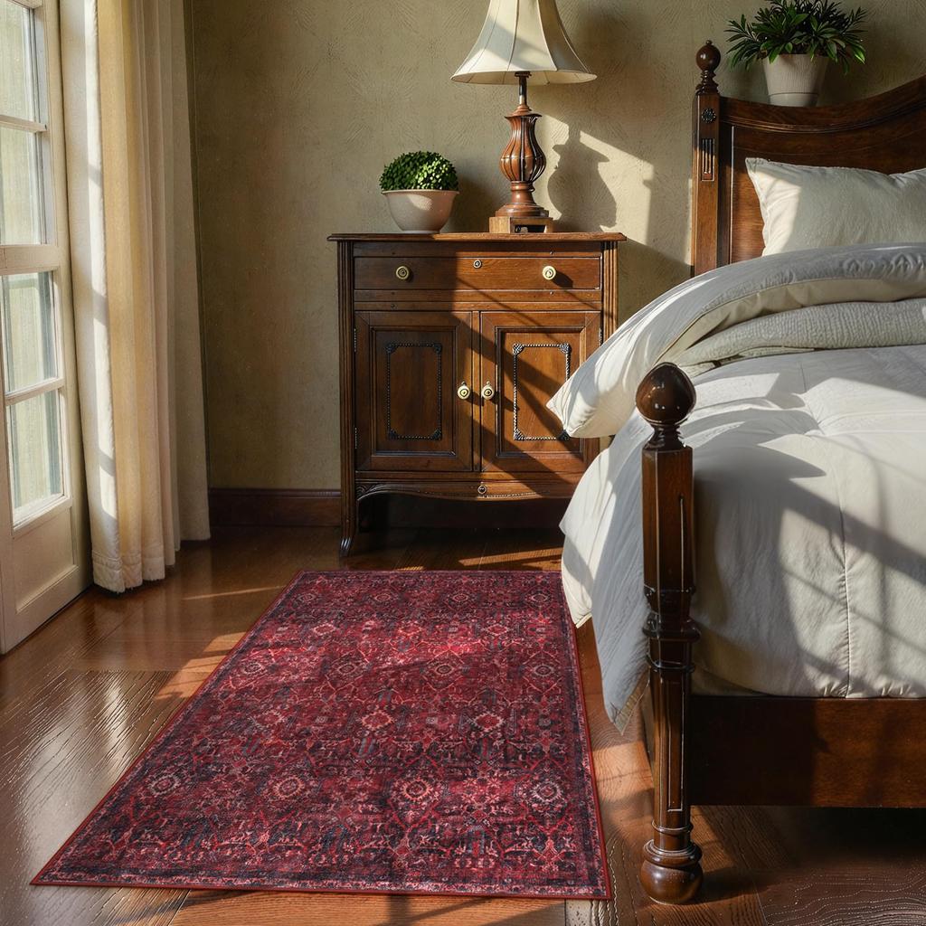 HAOCOO Washable Summer Memory Dust Mite Odor Living Dining Chair Antique Floral Pattern Persian-Style Rug, 90x150cm, Rug, All-Season, Fluffy,