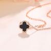 Women Fashion Four Leaf Clover Inlaid Zircon Pendant Clavicle Chain Necklace