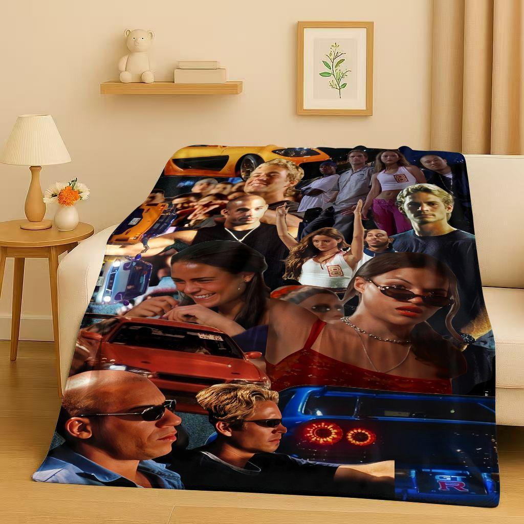 3D Szybcy i Wściekli Vin Diesel Samochód Wyścigowy Koc Flanelowy, Niezwykle Miękki Ciepły Pluszowy Koc na Domową Sypialnię Łóżko Kanapę Pokrowiec Piknik Dzieci