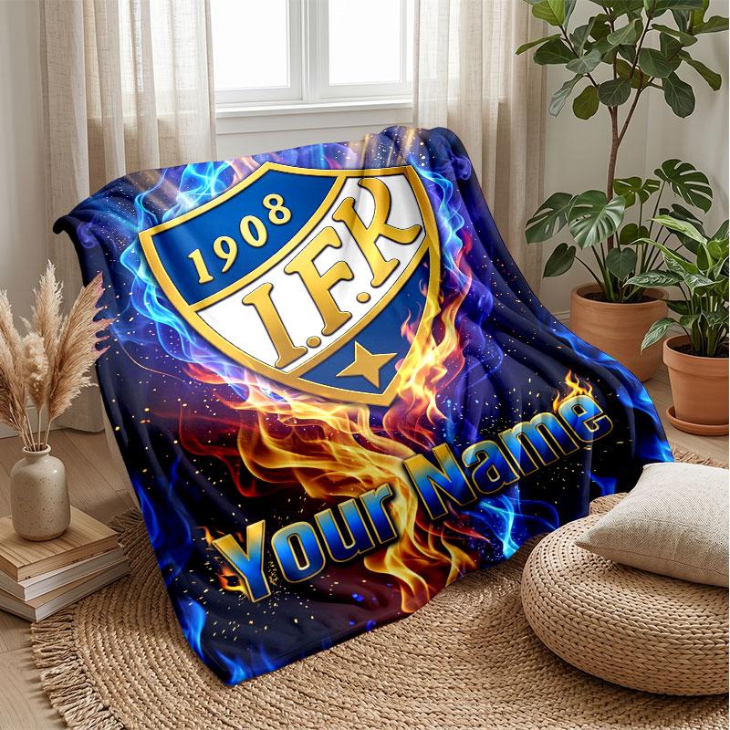 Ifk göteborg Testo Nome Personalizzato Coperta di Flanella Logo Calcio Coperta in Pile Personalizzata Regalo Speciale per Divano Camera da Letto Casa