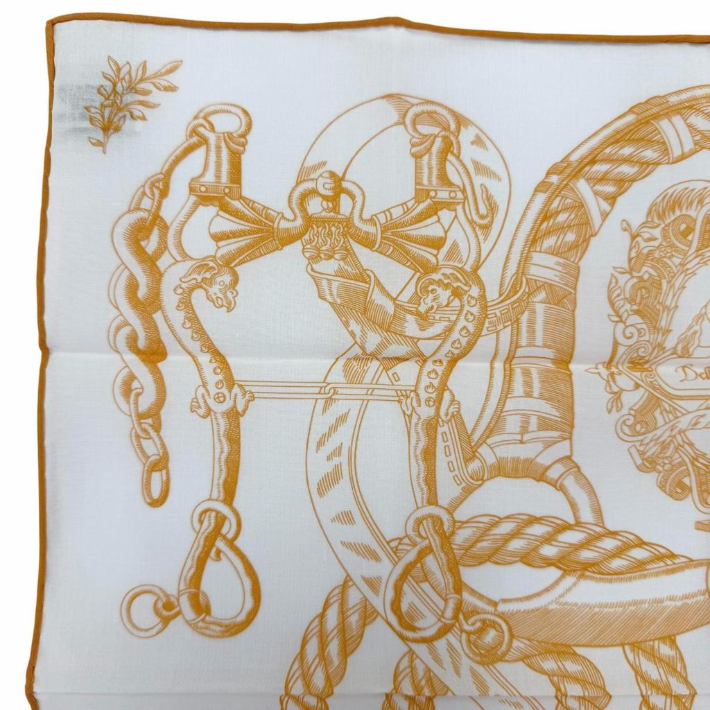 Excellent HERMES scarf Della Cavalleria Orange cotton Women Used