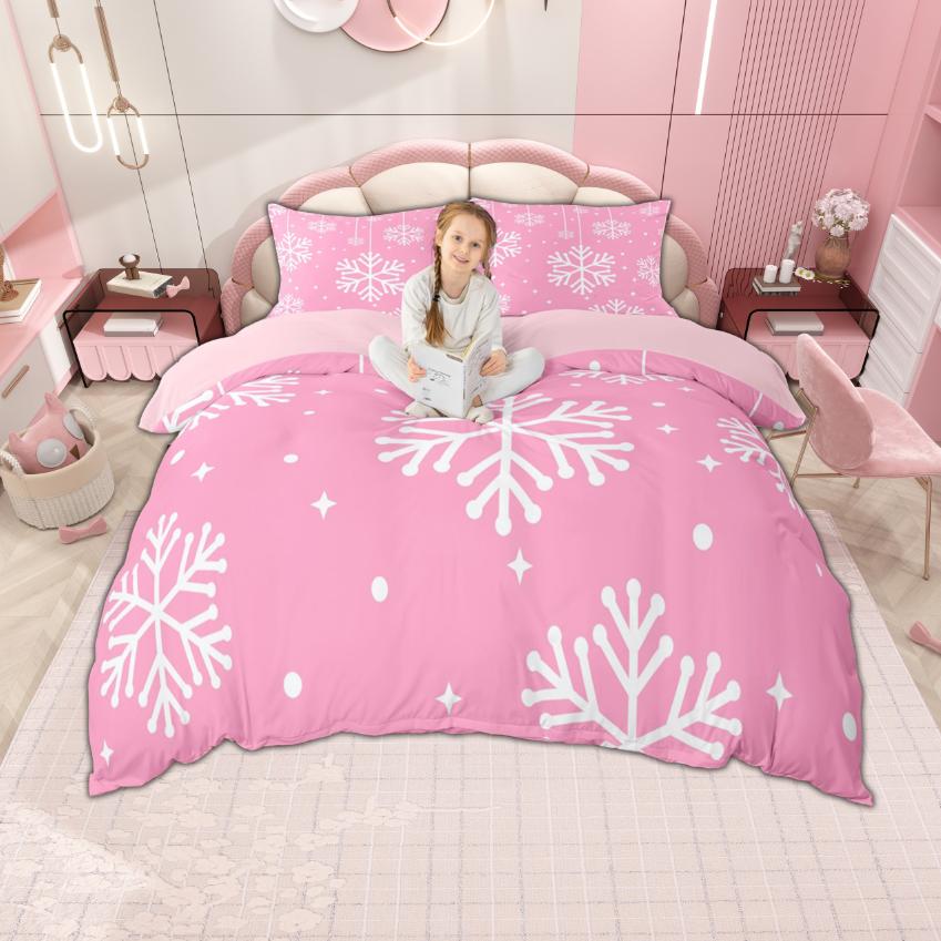 

Comforter Homewish Kawaii Snowflakes For Girls Princess New Year Gifts Bedding Set Merry Christmas Bed Set Comforter (quilt)-EU Single(135*200cm)3pcs