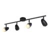 Spot de plafond - NETTLIFE - Plafonnier 4 ampoules - 16W LED intégrée - Orientable 350° - Noir métal