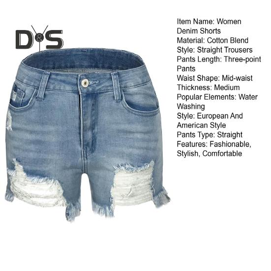 Women's High Waisted Jean Shorts Casual Ripped Distressed Denim Shorts with Pockets Summer Hot Short Jeans for Daily Beach Club
