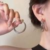 Silver Needle Diamond-set Geometric Circle Earrings Temperament Light Luxury High-end Earrings Personalized Design Cold Wind Earrings Wholesale